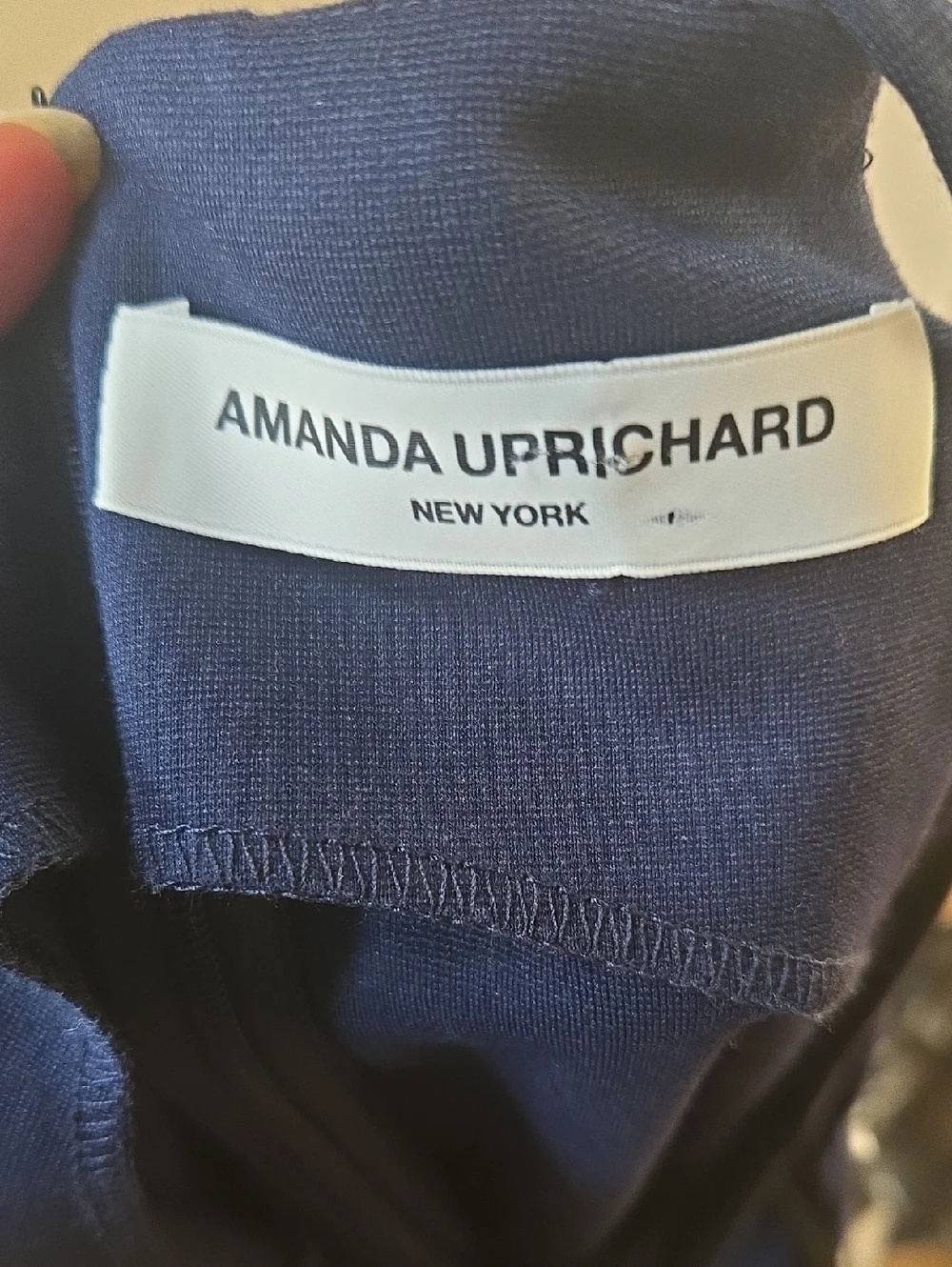 NWT Amanda Uprichard L Navy Blue Flowy Midi Dress   Spaghetti Strap Flare Hem - Picture 3 of 9